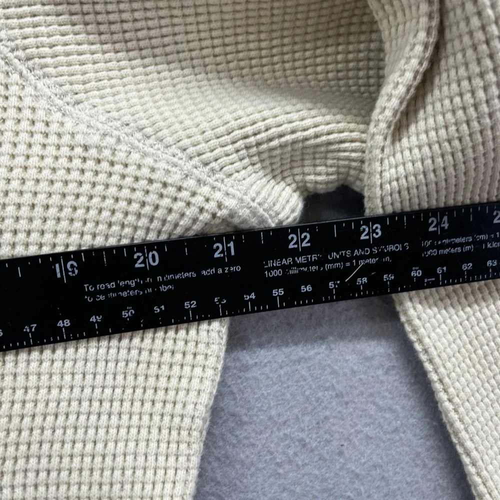 J Crew Waffle Knit Pullover Mens Medium Ivory Cotton Thermal Crewneck Sweater